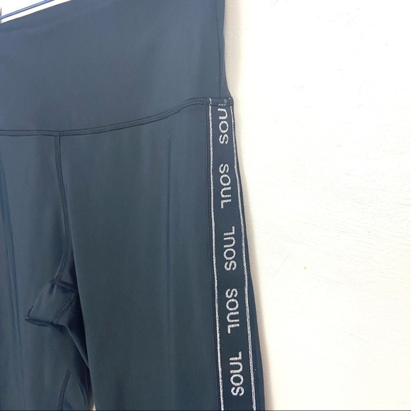 SoulCycle Lurex Core Shine Side Logo Stripe 7/8 High Waist Black Leggings - Picture 9 of 10